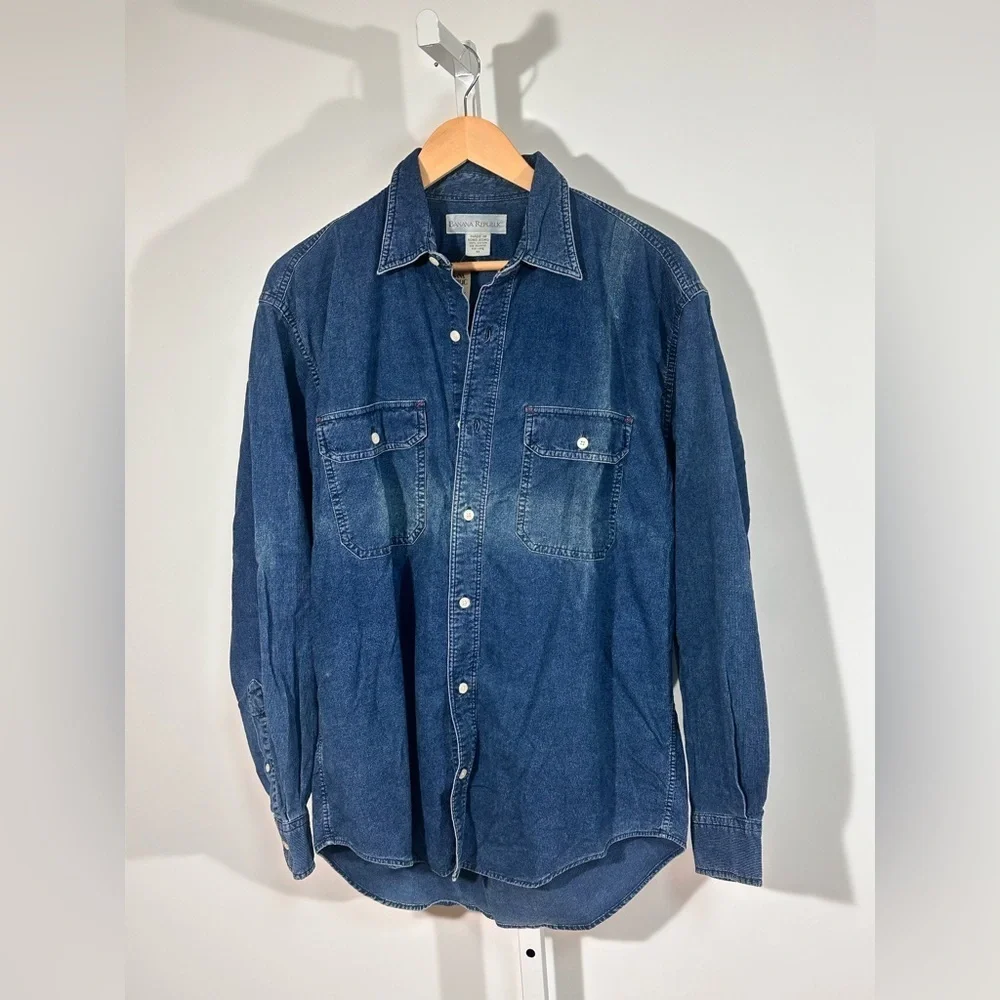 NWT Hong Kong Banana Republic Vintage Denim Button-Up Shirt Made in Medium